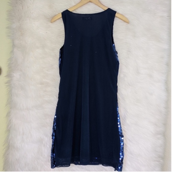 Embellished Sequin Blue Sleeveless Dress - Picture 2 of 4